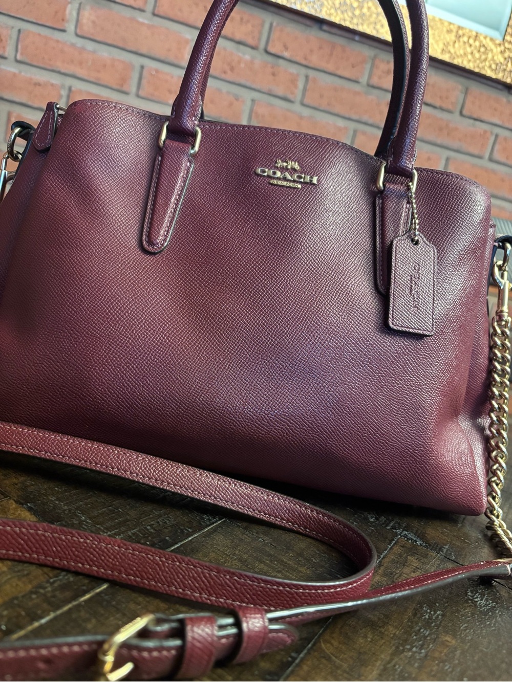 Coach burgundy Sage Carryall leather bag